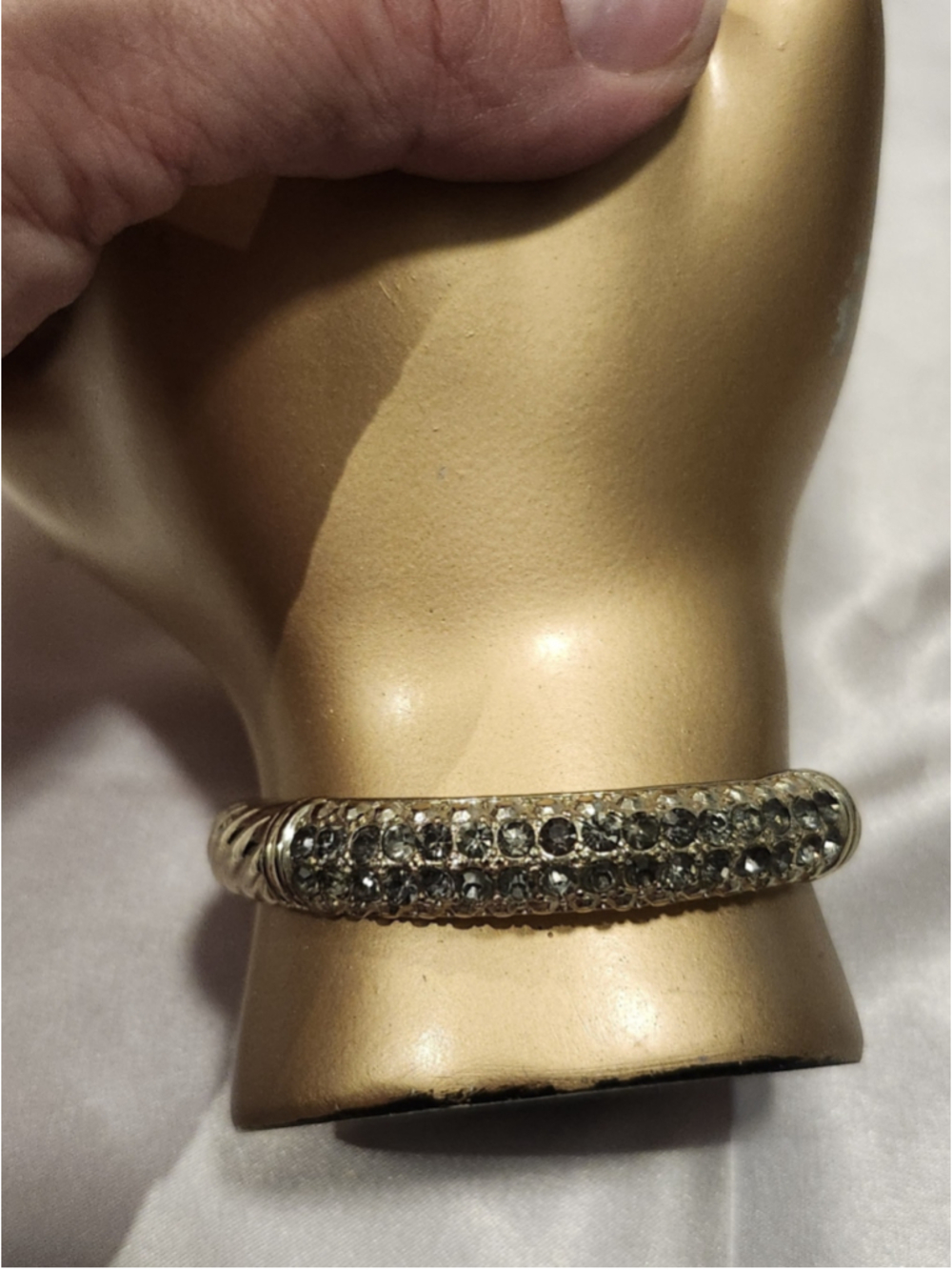 Gold and Black Crystal Hinged Bangle Bracelet